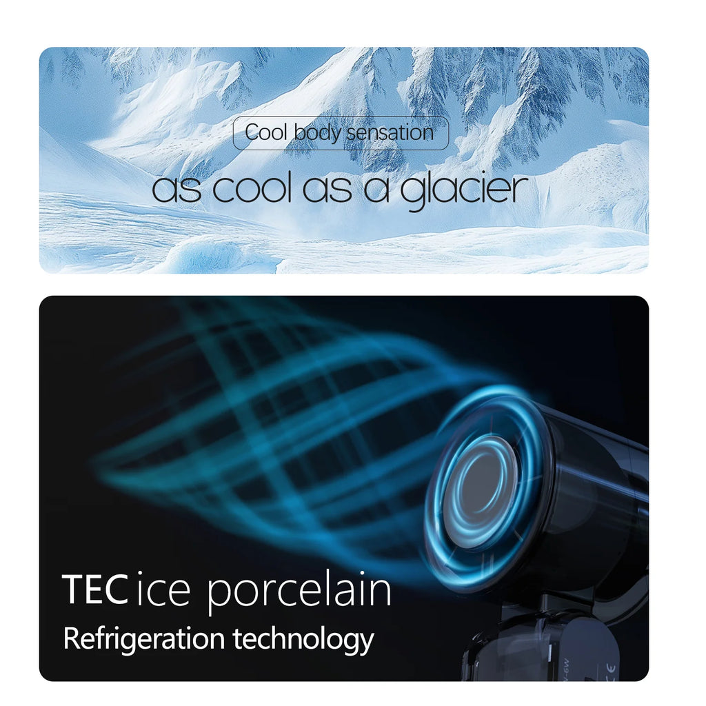 IceRush Turbo – Handheld Fan with Instant Cooling Plate & LED Light