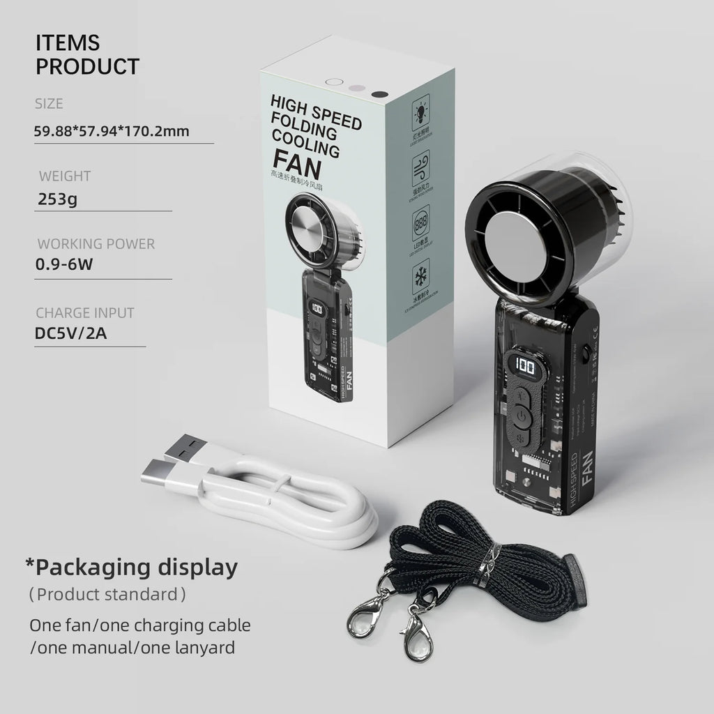 IceRush Turbo – Handheld Fan with Instant Cooling Plate & LED Light