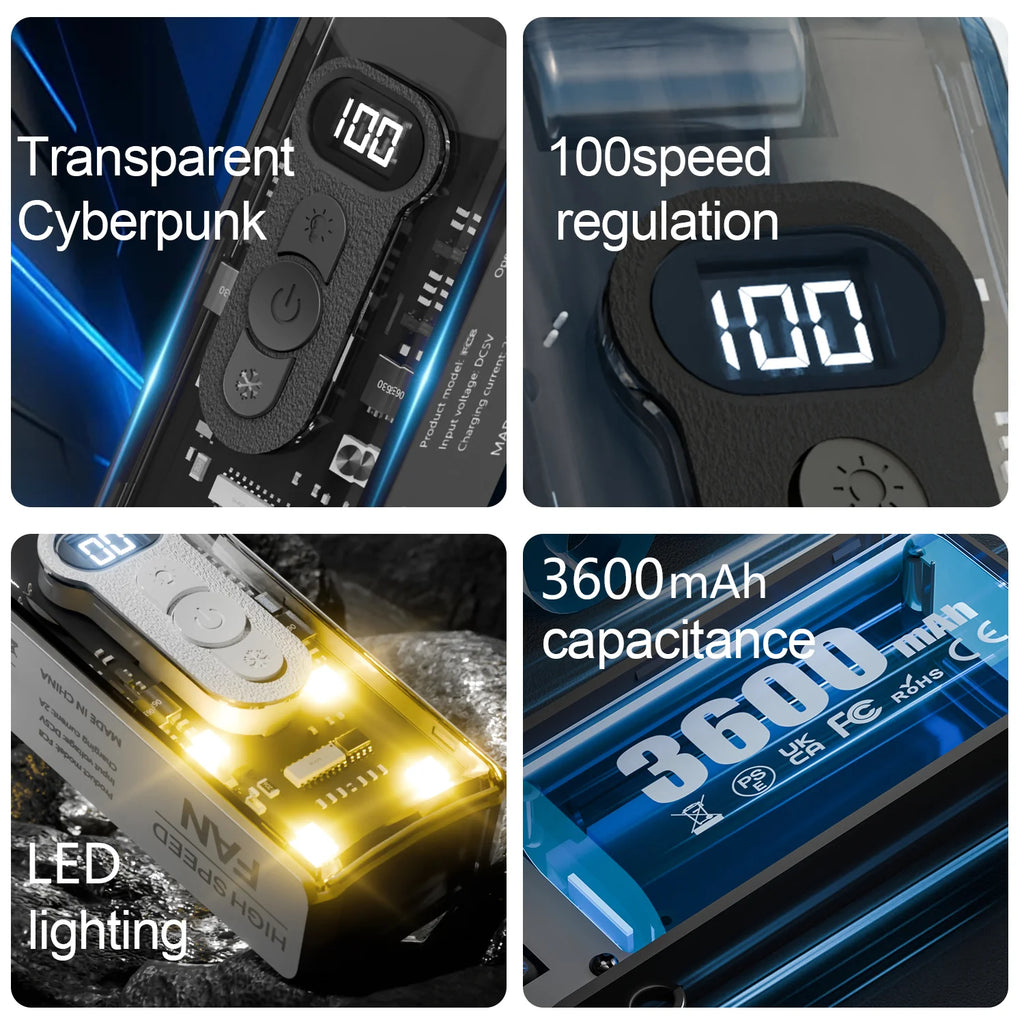 IceRush Turbo – Handheld Fan with Instant Cooling Plate & LED Light